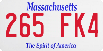 MA license plate 265FK4