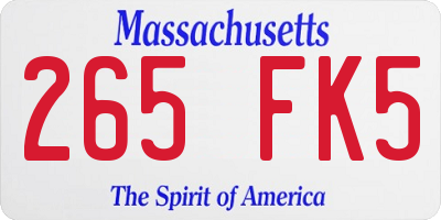 MA license plate 265FK5