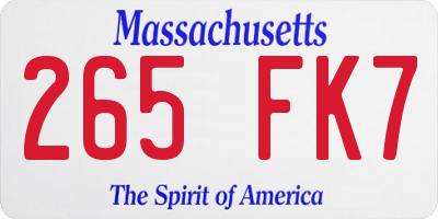 MA license plate 265FK7