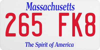 MA license plate 265FK8