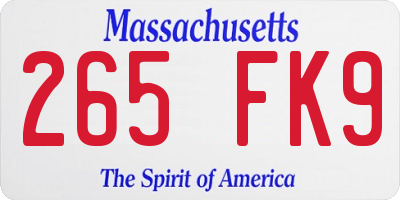 MA license plate 265FK9