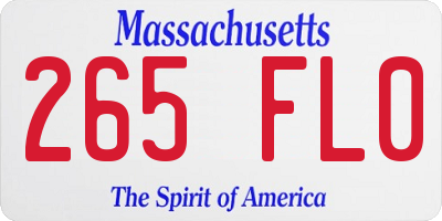 MA license plate 265FL0