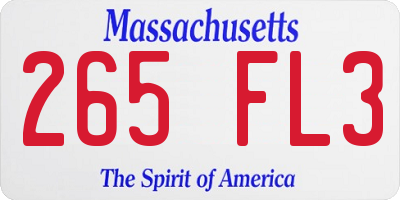 MA license plate 265FL3