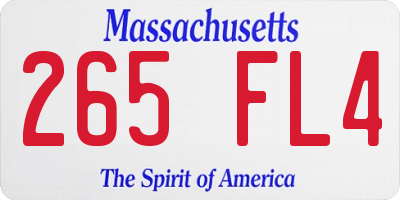 MA license plate 265FL4