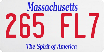 MA license plate 265FL7