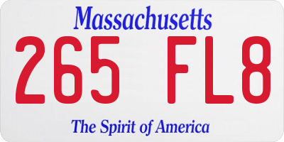MA license plate 265FL8
