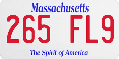 MA license plate 265FL9