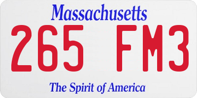 MA license plate 265FM3