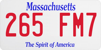 MA license plate 265FM7