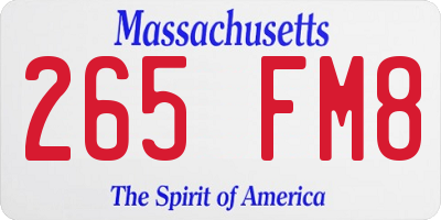 MA license plate 265FM8
