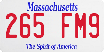 MA license plate 265FM9
