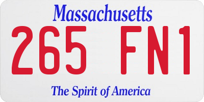 MA license plate 265FN1
