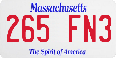 MA license plate 265FN3