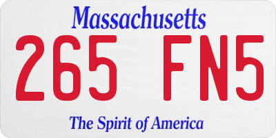 MA license plate 265FN5