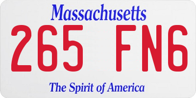 MA license plate 265FN6