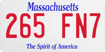 MA license plate 265FN7