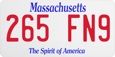 MA license plate 265FN9