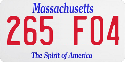 MA license plate 265FO4