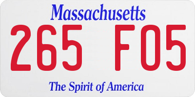 MA license plate 265FO5