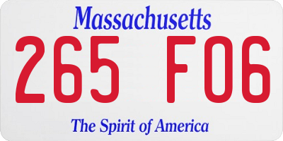 MA license plate 265FO6