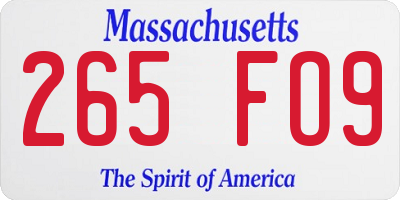 MA license plate 265FO9