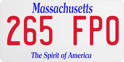 MA license plate 265FP0