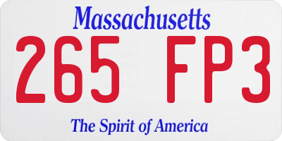 MA license plate 265FP3