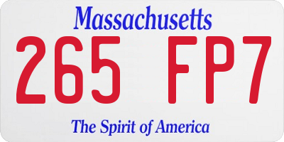 MA license plate 265FP7