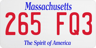 MA license plate 265FQ3