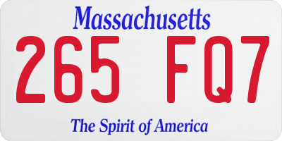 MA license plate 265FQ7