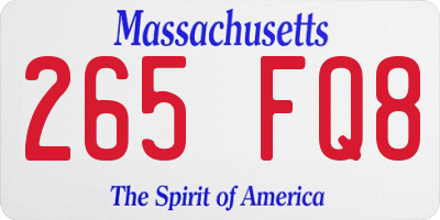 MA license plate 265FQ8