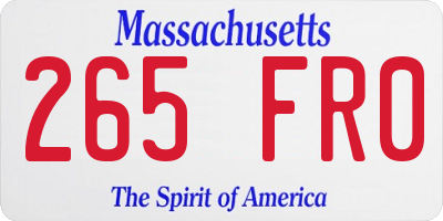 MA license plate 265FR0