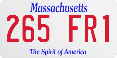 MA license plate 265FR1