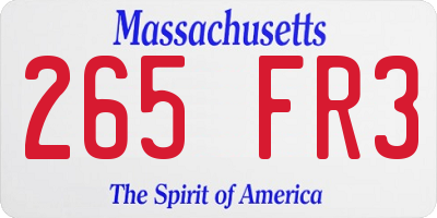 MA license plate 265FR3