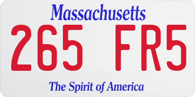 MA license plate 265FR5