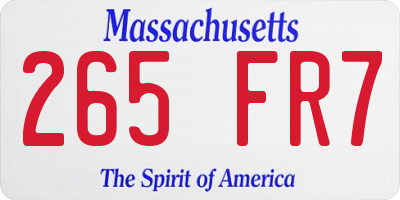 MA license plate 265FR7
