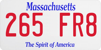 MA license plate 265FR8