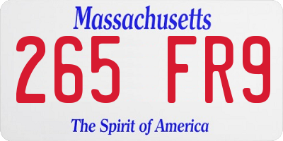 MA license plate 265FR9