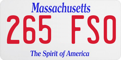 MA license plate 265FS0