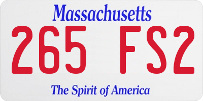 MA license plate 265FS2