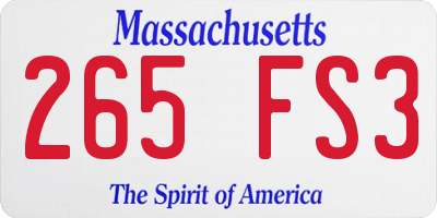 MA license plate 265FS3