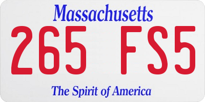 MA license plate 265FS5