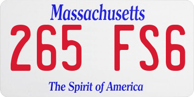 MA license plate 265FS6