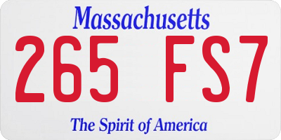 MA license plate 265FS7