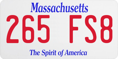 MA license plate 265FS8