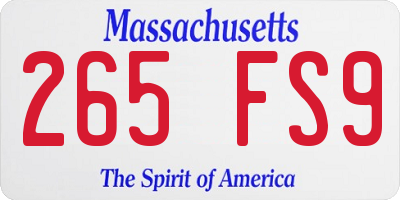 MA license plate 265FS9