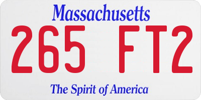 MA license plate 265FT2