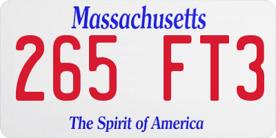 MA license plate 265FT3
