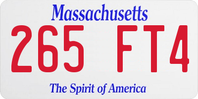 MA license plate 265FT4