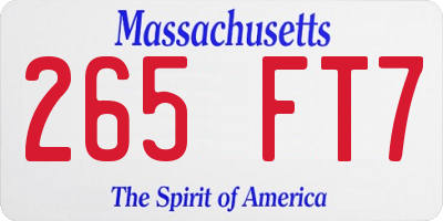 MA license plate 265FT7